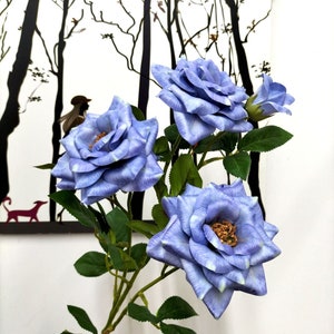 32" Huge Blue 5 branches rose Orange rose | Artificial Rose | High Quality Artificial Flower | DIY Floral | Wedding/Home Decoration | Gifts