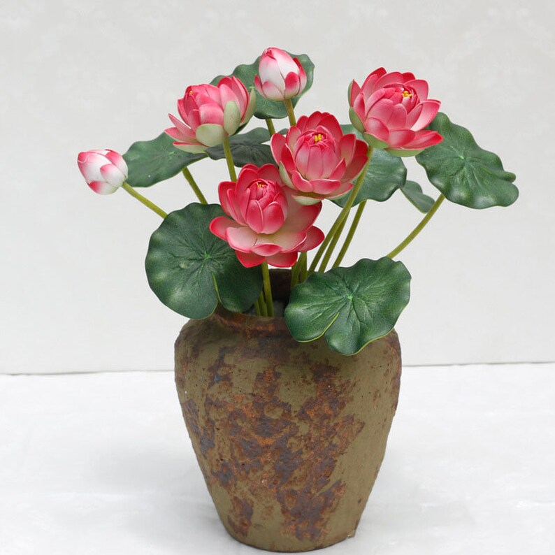 7 Heads Artificial Lotus Flower in 4 Colors for Bouquet lotus Etsy