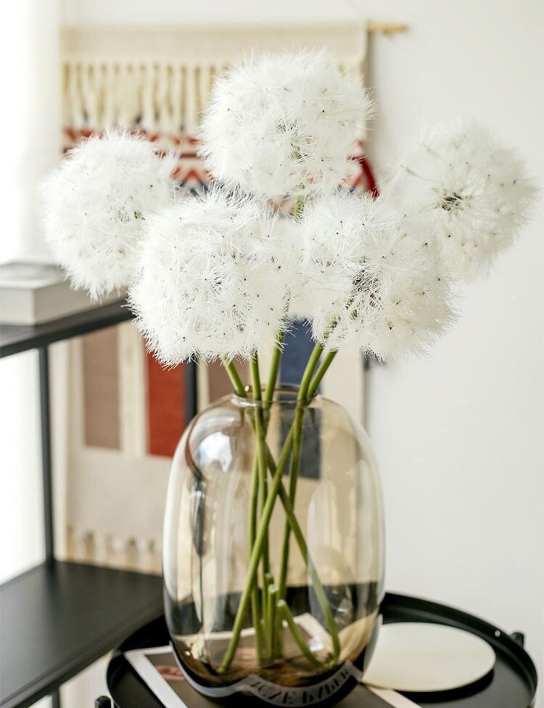 Artificial Dandelion Wild Flower Stem Fluffy Faux Realistic Etsy