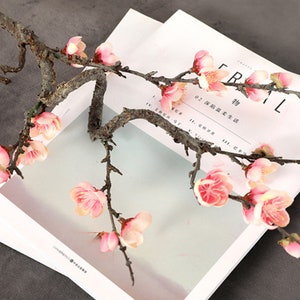 30" Artificial Cherry flower silk Plum Peach Blossom Branch Silk Flower Tree Flower bud For Wedding Party Decors artificial plants