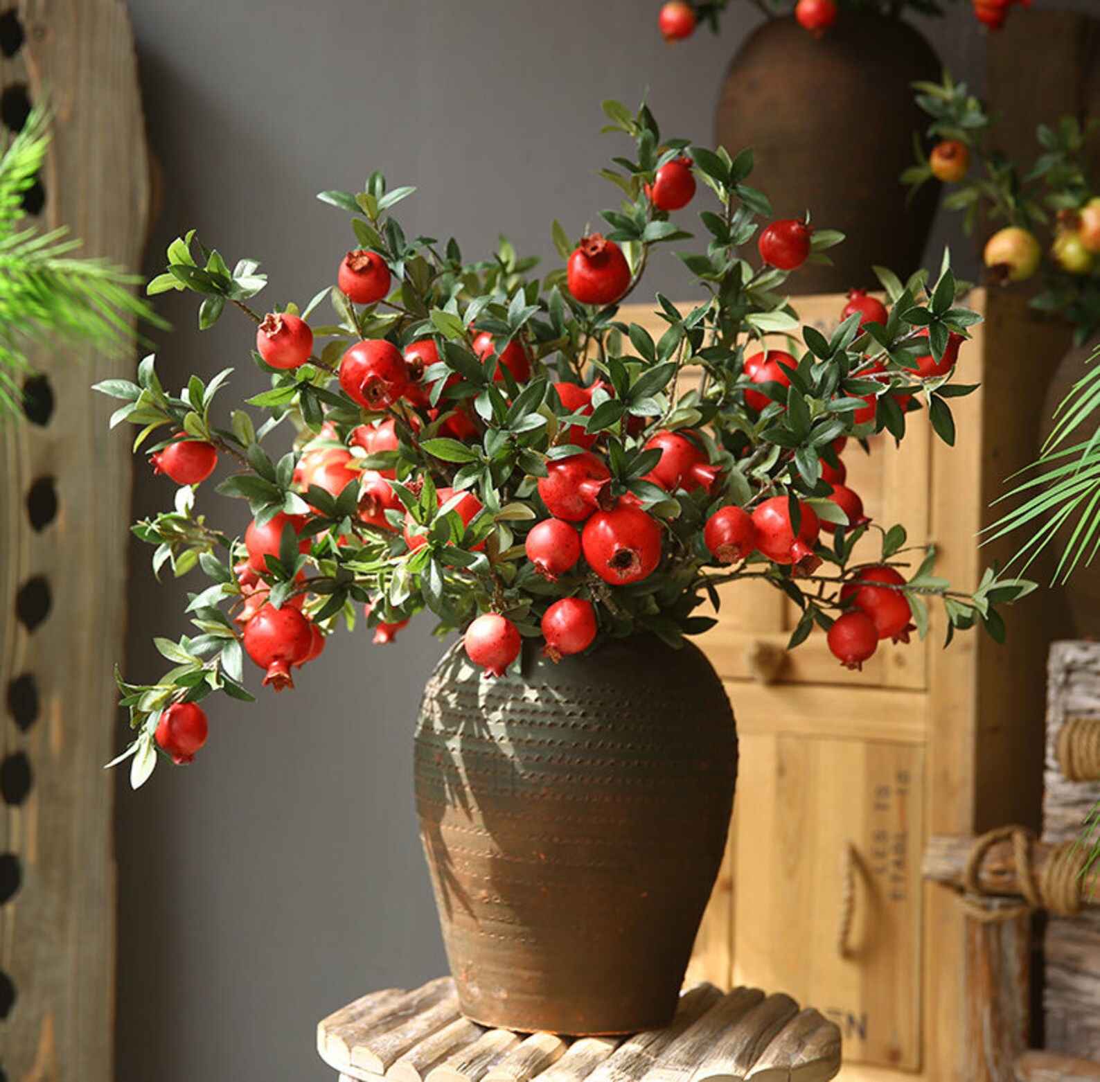 30 Artificial Pomegranate Fruit Arrangement Fake Spray Etsy