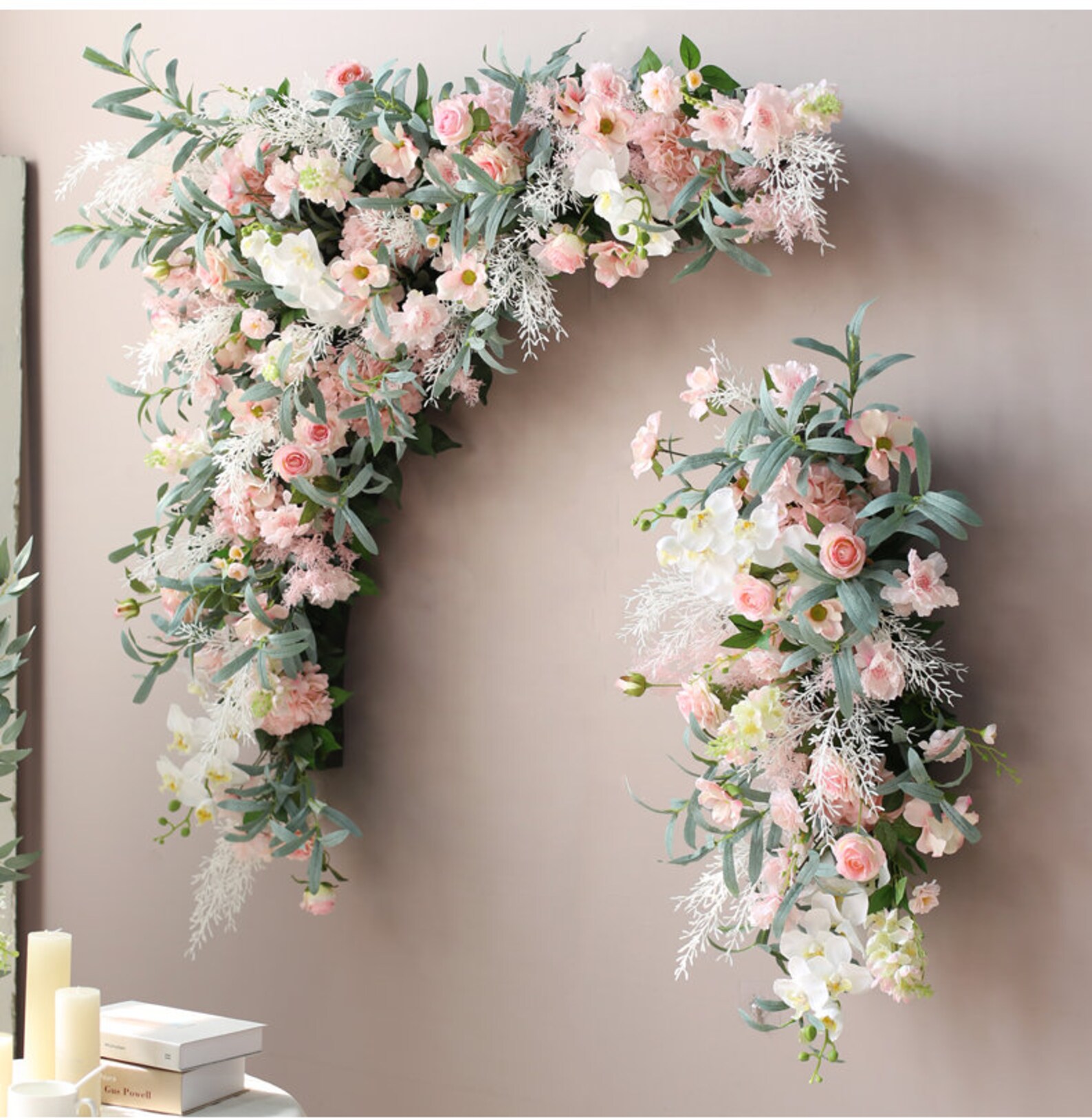 Wedding Flower White Pink Swag Wall Hanging Arrangement Etsy