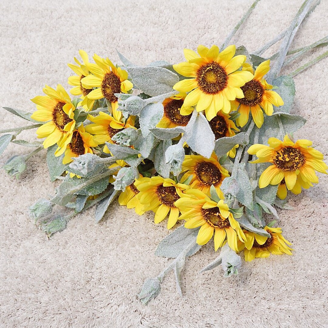 5 Heads Fall Artificial Sunflower Bush,silk Sunflower Bouquet ...