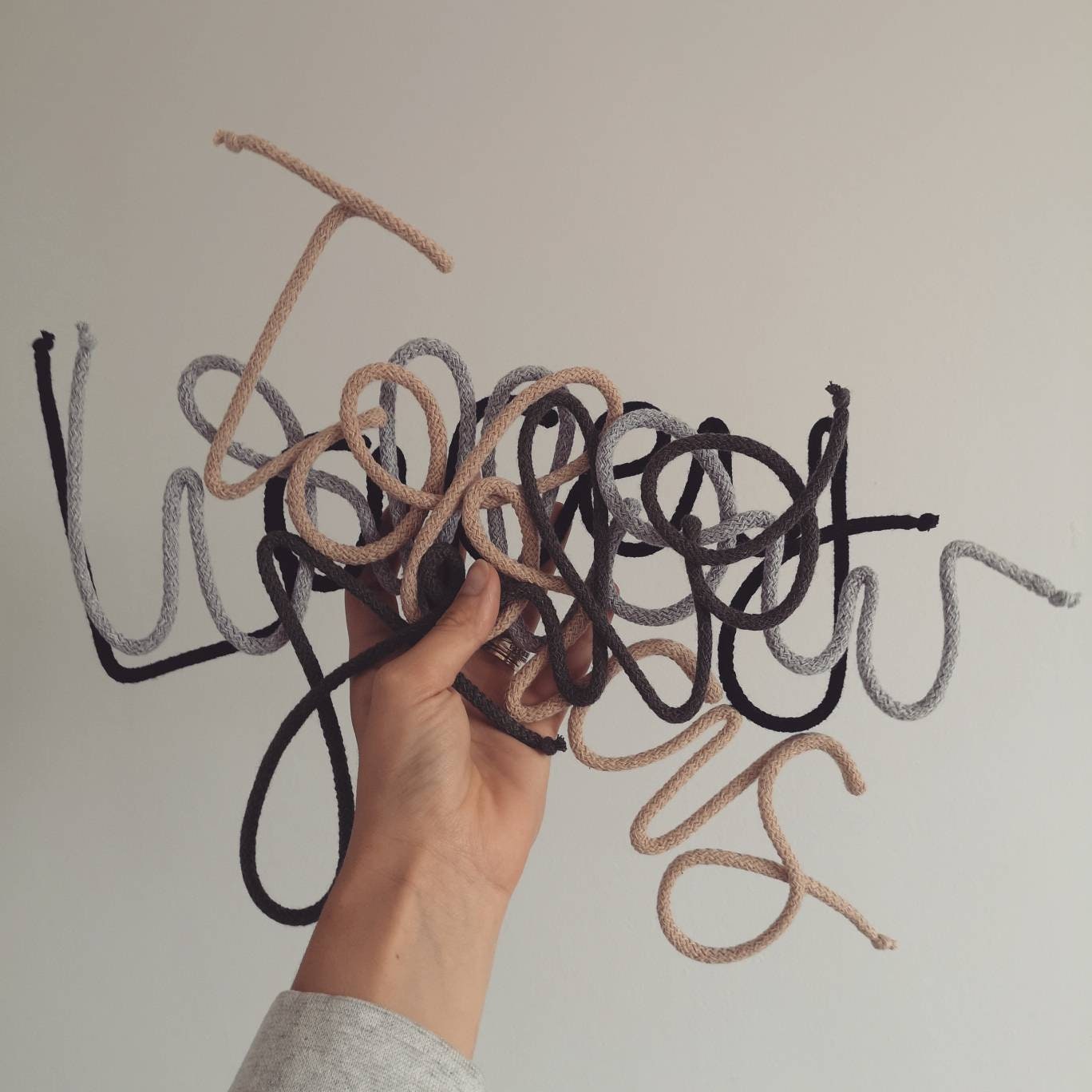 Wire words wrapped in cord wall hanging Etsy