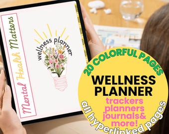 Mental Health Planner, Wellness Journal, Daily & Weekly Habit Tracker, Mood Tracker, Self-Care Journal, Digital Download for GoodNotes