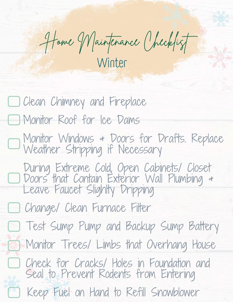 Home Maintenance Checklists, Home Maintenance Binder, Seasonal
