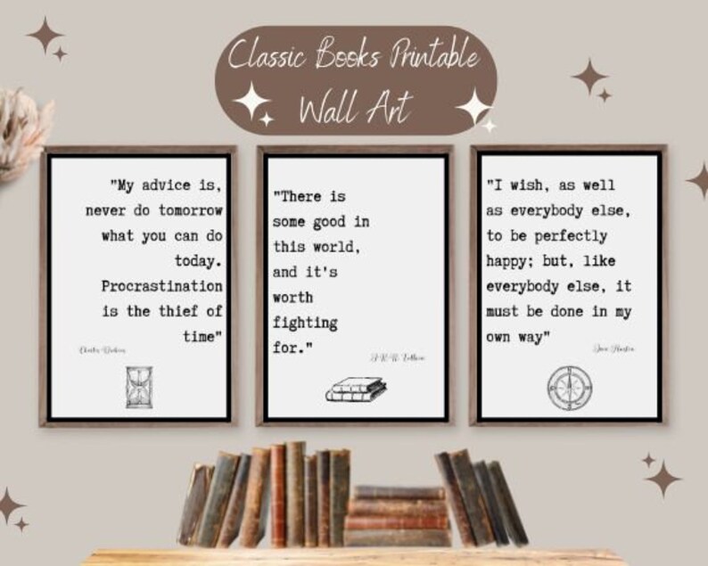 Classic Book Quotes Printable Art - Etsy