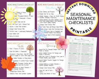 Home Maintenance Checklist | Spring Cleaning Checklist | Seasonal Upkeep Templates | Printable Home Maintenance Guide | Instant Download
