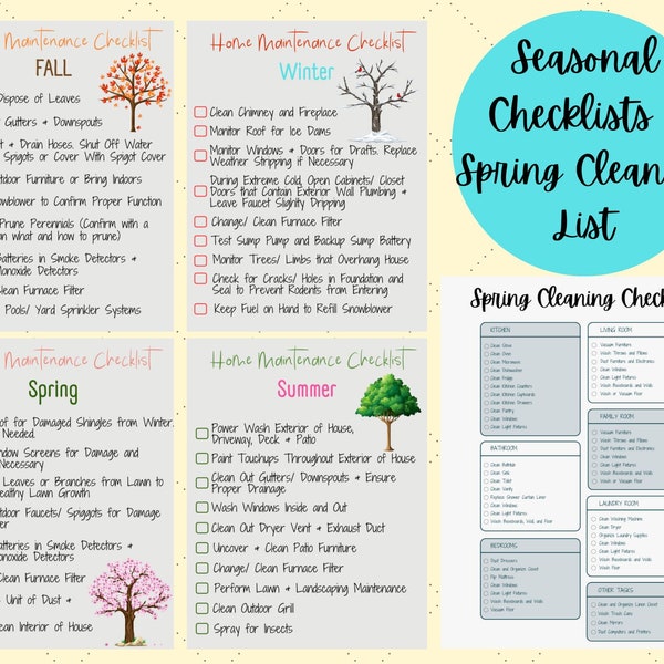 Spring Home Maintenance Checklist | Spring Cleaning List | Seasonal Upkeep Templates | Printable Home Maintenance Guide | Instant Download