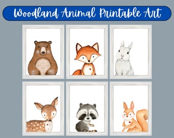 Woodland Nursery Art | Set of 6 | Woodland Theme | Nursery Wall Art | Baby Room Print Set | Woodland Nursery Signs | Woodland Baby Shower