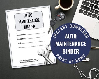 Vehicle Maintenance Binder: Car Service Tracker, Mileage Log (PDF)