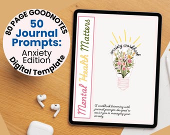 Mental Health Journal | Writing Prompts | Self Care Journal | Anxiety Relief | Anxiety Journal Prompts | Self Healing | Goodnotes Template