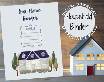 Household Maintenance Binder | Home Management | Home Resource Book | Emergency Binder | New Home Binder | Easy to Use | 46 Printable Pages