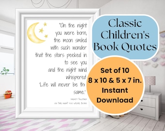 Classic Children's Books | Childrens Book Quotes | Kids Literature Prints | Kids Room Art Prints | Nursery Wall Art | PDF Instant Download