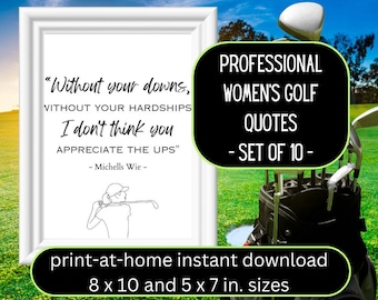 Inspirational Golf Quote Prints, Women Golf Quotes Digital Art, Minimalist Sports Quotes Wall Art, Printable Golf Quotes by Female Golfers