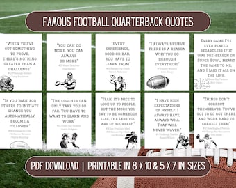 Football Player Quotes | Professional Quarterback Quotes | Inspirational NFL Sports Quotes | Motivational Football Posters | PDF Set of 10