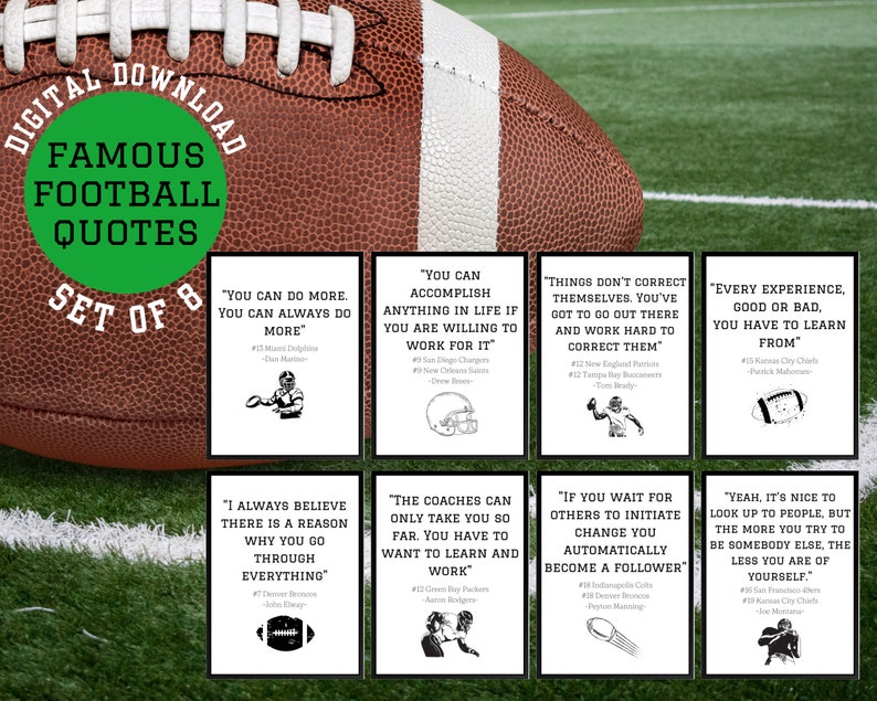 Football Quotes Printable Art Professional Quarterback Quotes Inspirational Sports Quotes