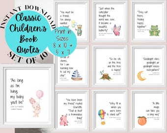 Classic Children's Book Quotes, Printable Nursery Art, Literary Kids Room Decor, Beloved Children's Books, Whimsical Playroom Wall Art, PDF