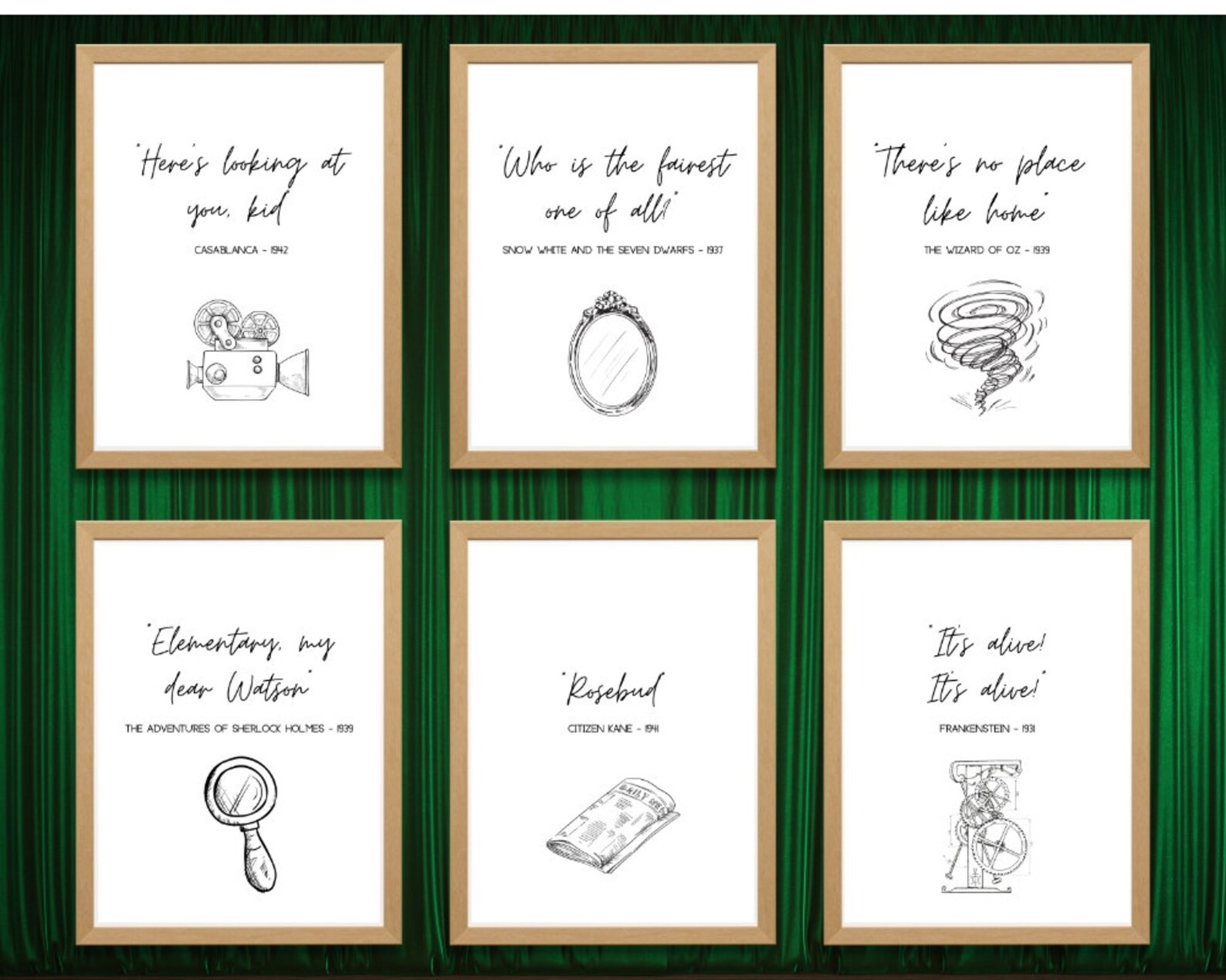 Classic Movie Quotes Wall Art 1930s and 1940s Movie Quotes Etsy