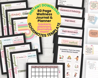 Wellness Journal | Mental Health Tracker | Anxiety Journal Prompts | Anxiety and Depression | Goodnotes Journal Template | Wellness Planner