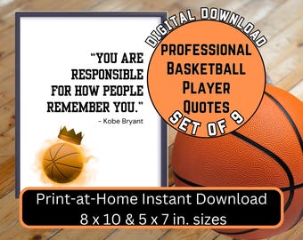 Inspirational Basketball Quotes, Michael Jordan Saying, Boy Room Wall Art, Famous Basketball Player Art Prints, Kobe Bryant Saying, Set of 9