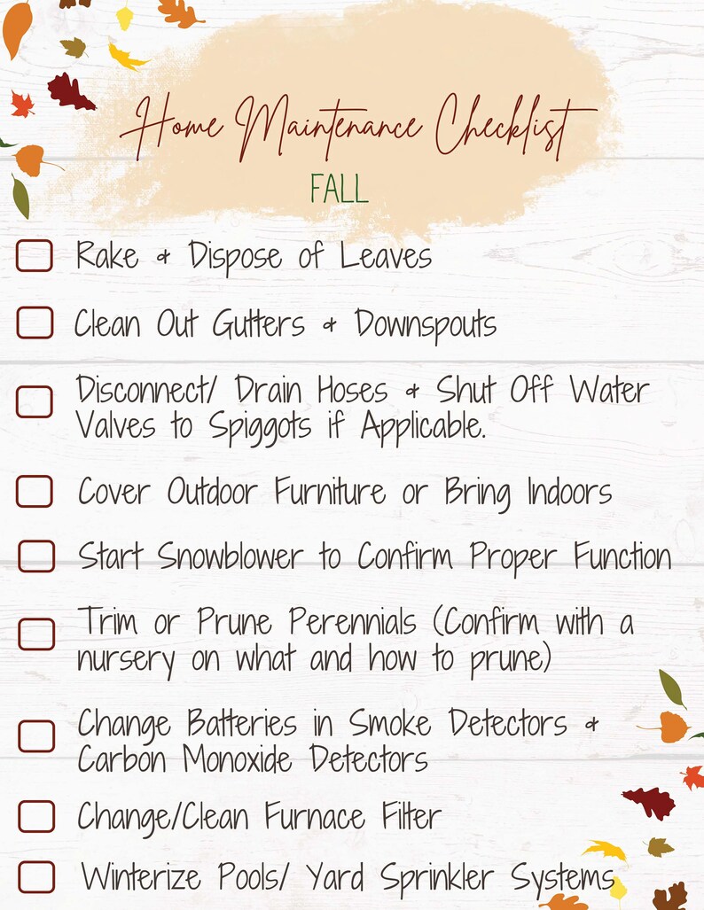 Home Maintenance Checklists, Home Maintenance Binder, Seasonal