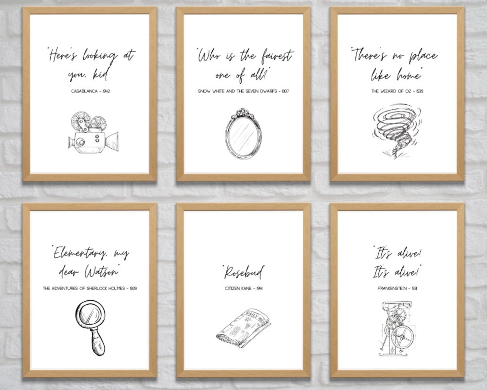 Classic Movie Quotes Wall Art 1930s and 1940s Movie Quotes Etsy