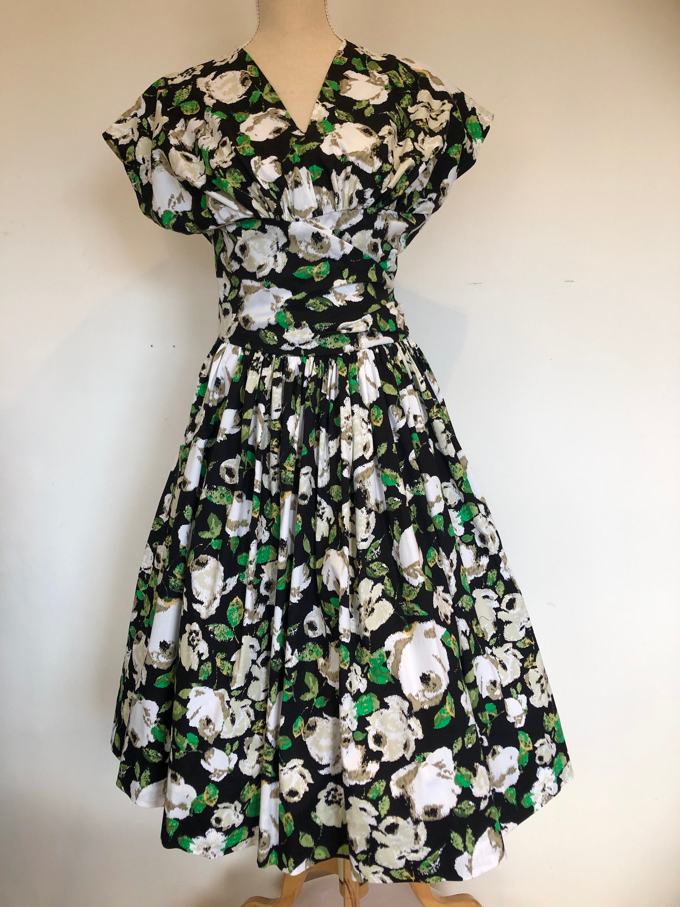 1950's Vintage Rose Print Dress Original Vintage Sewing - Etsy Australia