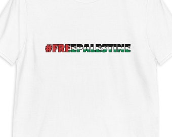 T-shirt Palestine gratuit T-shirt unisexe à manches courtes drapeau palestinien #freepalestine