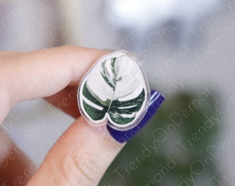 Monstera Albo Acrylic pin Plants lapel pin Monstera plant pin