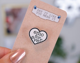 Emo Forever acrylic pin emo kid heart acrylic pin mcr it was never a phase elder emo gift stocking stuffer