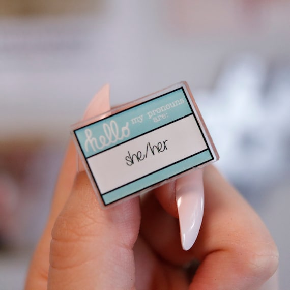 Pronouns acrylic pin She/her pronouns pin hello my pronouns are she/her acrylic pin