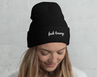f*ck troef Beanie cursief geborduurd anti-trump f trump geboeid muts