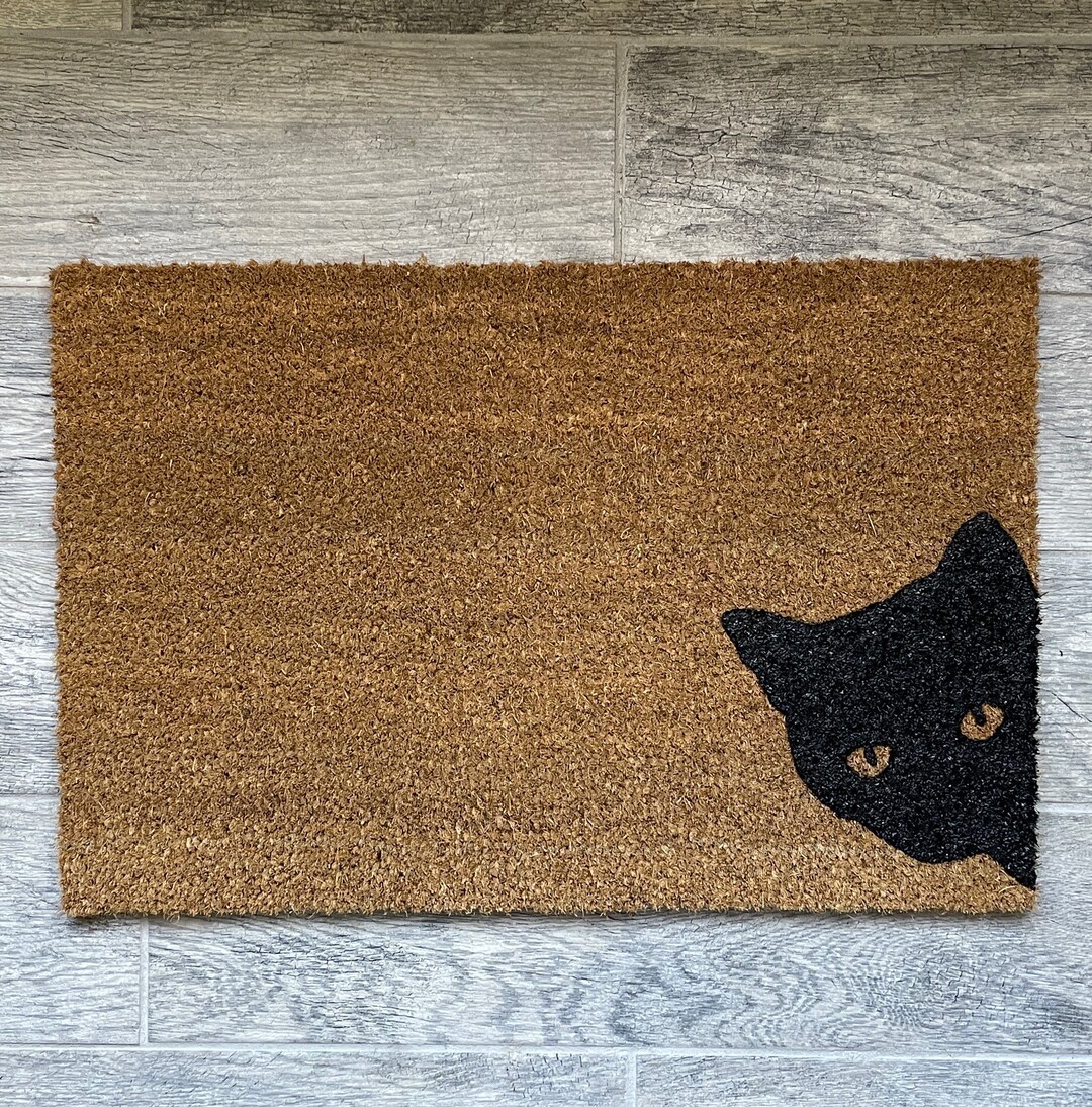 Black Cat Door Mat Cat Mom Doormat Outdoor Floor Mat Etsy