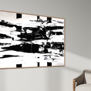 MONOCHROME |Extra large scale Original Abstract painting Large Modern painting Black White Canvas Art Horizontal Fluid Painting Big wall art