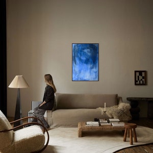 WATER | Original Abstract Art Ink Chinese Blue Calm Painting Modern Decor Wall Japandi Decor Blue Black Wabi Sabi Zen Living Room Office
