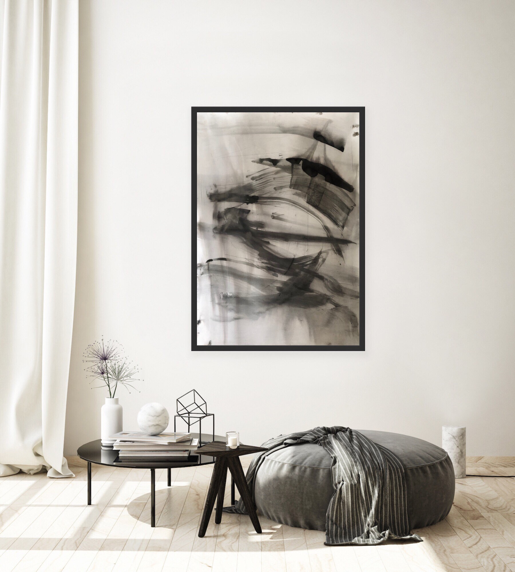 ZEN Original Large Abstract Modern Japandi Ink Painting Etsy UK