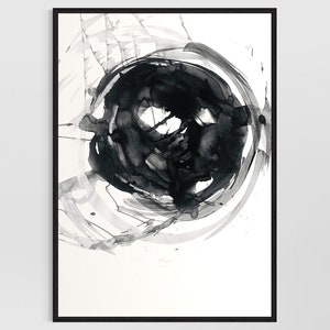 ZEN |Original Abstract Ink Painting Chinese Modern Calligraphy Brush Stroke Black White Contemporary Modern Art Large Art Wall Hang Japandi