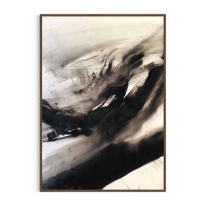 INK DANCE |Original Large Abstract Japandi Wall Art Painting Black White Minimalist Fluid Brush Stroke Chinese Zen Print