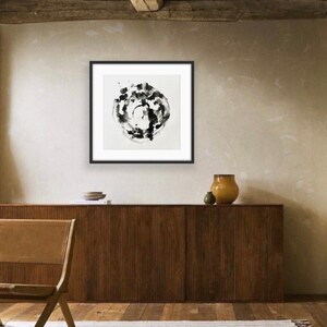 CIRCLE | Original Print Japandi Abstract Chinese Ink Painting Scandi Fine Art Zen Square Black and White Minimalist Wall hanging Art Print