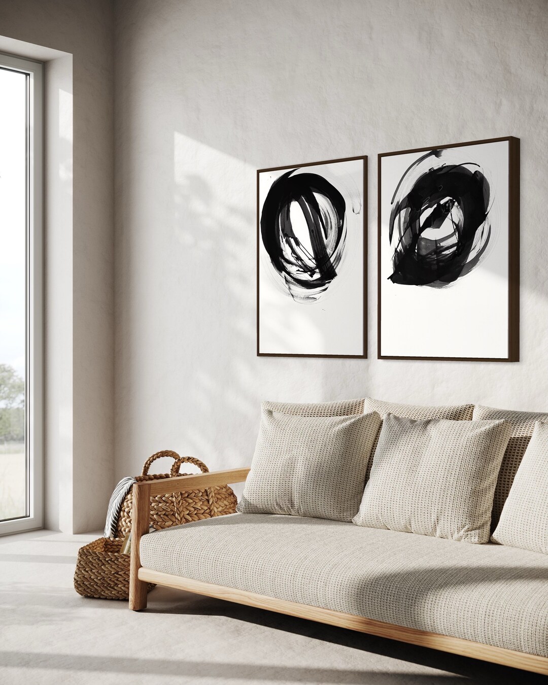 DIPTYCH | Original Zen Meditation Minimalist Set of Two Piece Japandi ...