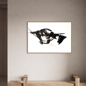 INK | Original Sumi Abstract Ink Painting Chinese Zen Modern Calligraphy Minimalist Contemporary Modern Art Wall Hang Japandi Office Living
