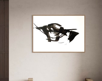 INK | Original Sumi Abstract Ink Painting Chinese Zen Modern Calligraphy Minimalist Contemporary Modern Art Wall Hang Japandi Office Living