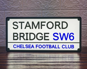 STAMFORD BRIDGE SW6 Chelsea Vintage Style Wooden Street Sign White