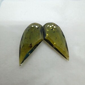 AAA Green Tourmaline Gemstone Pair: Fancy Cut, 25 Carat