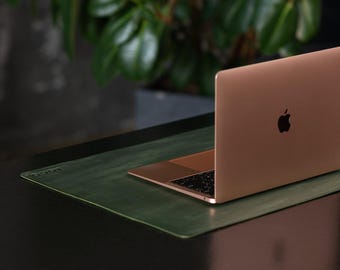 Leather desk mat, gaming table decor, custom logo mat, office accessories, leather keyboard mat, unique desk mat, home office decor