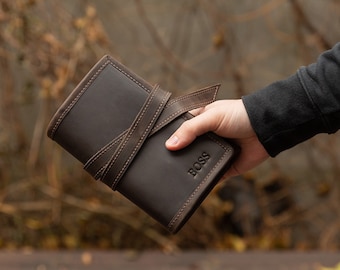 Rouleau de pipe en cuir personnalisé et étui à pipe étui à pipe en cuir étui en cuir pour fumeur de pipe, cadeau pour homme