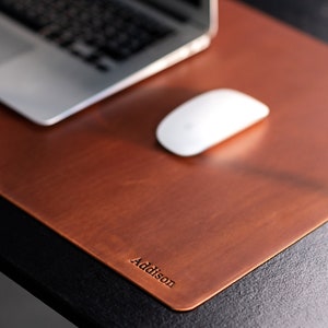 Leather Desk Mat, Large Mouse Pad Birthday Gifts For Husband Desk Blotter Large Leather Mousepad Brown Leather Laptop Mat Dark Copper