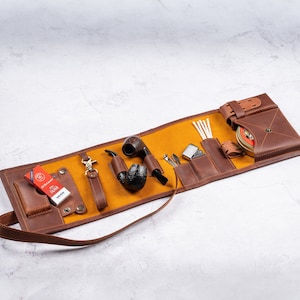 Custodia in pelle per pipa - Porta pipa personalizzato da viaggio in pelle per tabacco da pipa Custodia in pelle per fumatori di pipa Set regali, regali di Natale