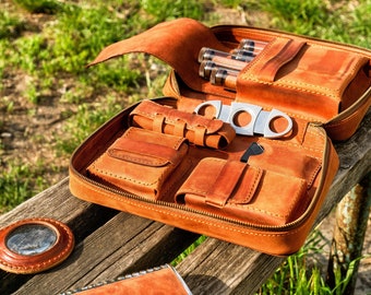 Leather cigar case - Personalized mens gifts, leather humidor, anniversary gifts, cigar accessories, cigars travel case